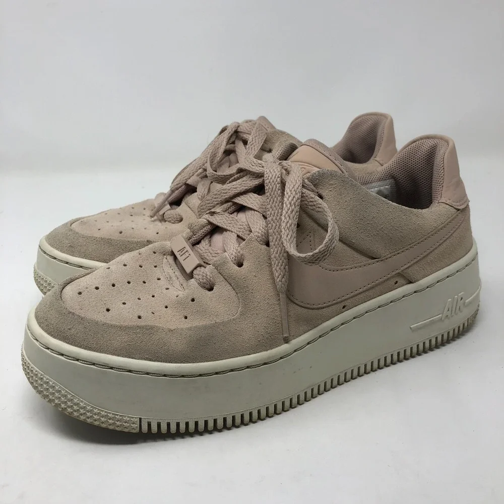 Nike Air Force 1 Sage Low Womens 6.5 Blush Pink Suede Leather Lace Up Streetwear